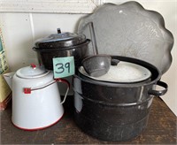 Enamelware Canner & Coffee Pot & Misc