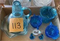 Box of Blue Glassware