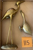 Brass Egret & Goose Figures