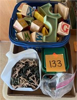ABC Wooden Blocks, Plastic Soldiers & Marbles