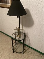 Round Side Table with mounted lamp