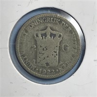 1922 1/2 Gulden Netherlands -SILVER