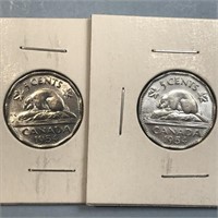 2x 1954 nickels Canada