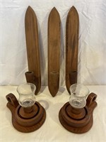 WOOD CANDLE HOLDERS - MEXICO AND TEXAS