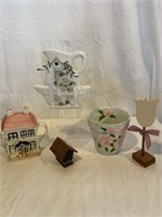 LOT - WALL POCKET, TEAPOT, PLANTER AND MORE