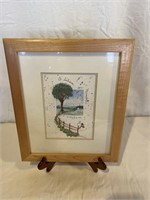 FRAMED D. MORGAN FENCE WITH TREE PRINT  1992