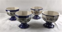 Polish Pottery Ice Cream / Dessert bowls Pedestal