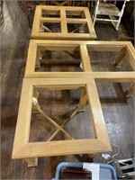 3 SOLID WOOD TABLES - NEEDS GLASS OR MARBLE INSERT