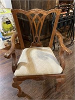 STUNNING CARVED WOOD SIDE CHAIR - WOOD IN EX COND.