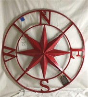 24" Red Round Metal Compass Sign