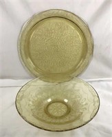 Amber Depression Glass Bowl and Plate