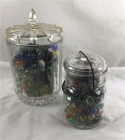 2 Jars Vintage Marbles