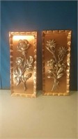 Pair of copper wall plaques 6 by 16 in with a