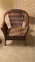 Wicker straight chair brown color