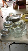 Corningware, Pyrex, punch bowl set, and misc