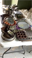 Pots and pans Revere Ware including a waffle