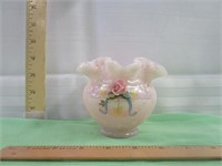 Fenton Hand Painted & Signed Ruffled Vase