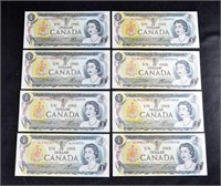 (8) HIGH GRADE 1973 $1 CANADA BANK NOTES DOLLARS