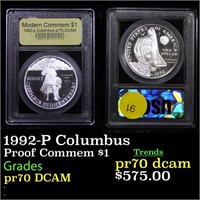 1992-P Columbus Proof Commem $1 Graded GEM++ Proof
