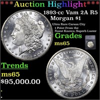 *Highlight* 1893-cc Vam 2A R5 Morgan $1 Graded ms6