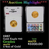*Highlight* 1987 Gold Eagle $10 Graded ms70, Perfe