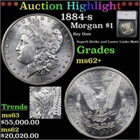 *Highlight* 1884-s Morgan $1 Graded ms62+