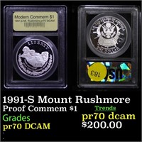 1991-S Mount Rushmore Proof Commem $1 Graded GEM++