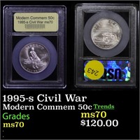 1995-s Civil War Modern Commem $1 Graded ms70, Per