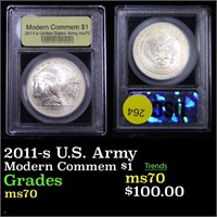 2011-s U.S. Army Modern Commem $1 Graded ms70, Per