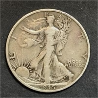 1945 50c S Mint SILVER Walking Liberty