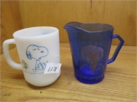 Snoopy Coffee Mug & Shirley Temple Pitcher