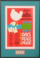 Woodstock Poster Signed w/ Unused Original Ticket