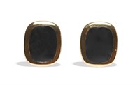 14K Gold Earrings with Polished Onyx