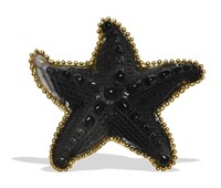 18K Gold & Carved Onyx Starfish Brooch, Tambetti