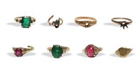 8 10K & 14K Gold Rings with Synthetic Gems