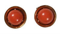 Pair of 14K Gold Earrings with Coral Beads FIX