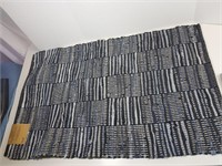 Blue Denim/Leather Checked Board Rug (39" x 25")