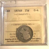 1874 25c ICCS Graded