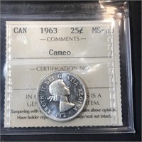 1963 25c ICCS MS63 Cameo