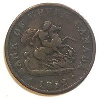 1852 Bank of Upper Canada Half Penny Token