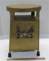 Metal stool with storage - eagle insignia - worn