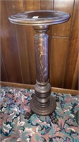 Oak paw foot pedestal stand 35” tall 15” diam top