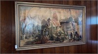 Large framed pioneer conestoga wagon Indians