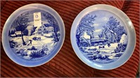 2 Currier & Ives winter scenes decorative plates