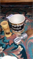 RS Burchills shaving mug & 2 brushes