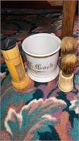 CC Cook shaving mug signed & brushes