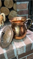 Hammered copper pitcher, lid