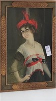 Antique Victorian lady in red hat print 18” x 13”