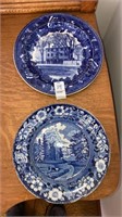 2 antique blue & white plates Wedgwood &
