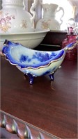 La Belle China flow blue footed bowl